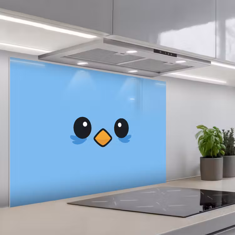 Vogel - Blauw - Eenvoudig keuken achterwand spatscherm middel -3d_schuin