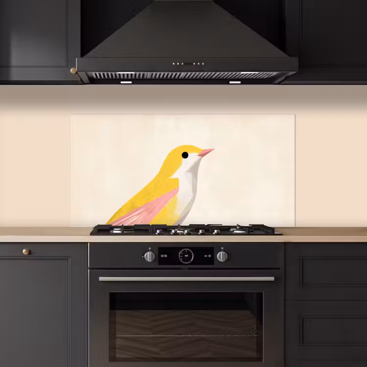 Vogel - Minimalistisch - Geel keuken achterwand spatscherm middel -sfeer1