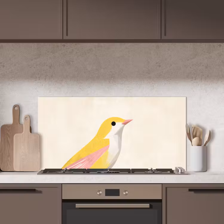 Vogel - Minimalistisch - Geel keuken achterwand spatscherm middel -sfeer2