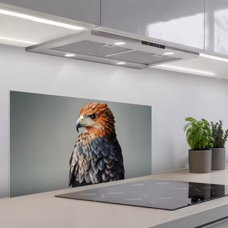 Vogel - Realistisch - Veren - Bruin keuken achterwand spatscherm middel -3d_schuin