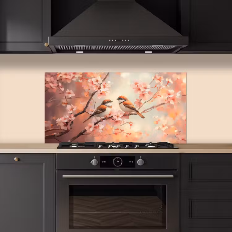 Vogels - Romantic - Bloesemtak keuken achterwand spatscherm middel -sfeer1