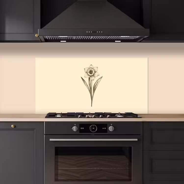 Zwart - Narcis - Illustratie keuken achterwand spatscherm middel -sfeer1