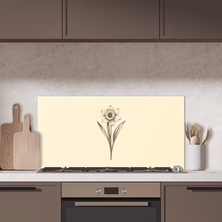 Zwart - Narcis - Illustratie keuken achterwand spatscherm middel -sfeer2
