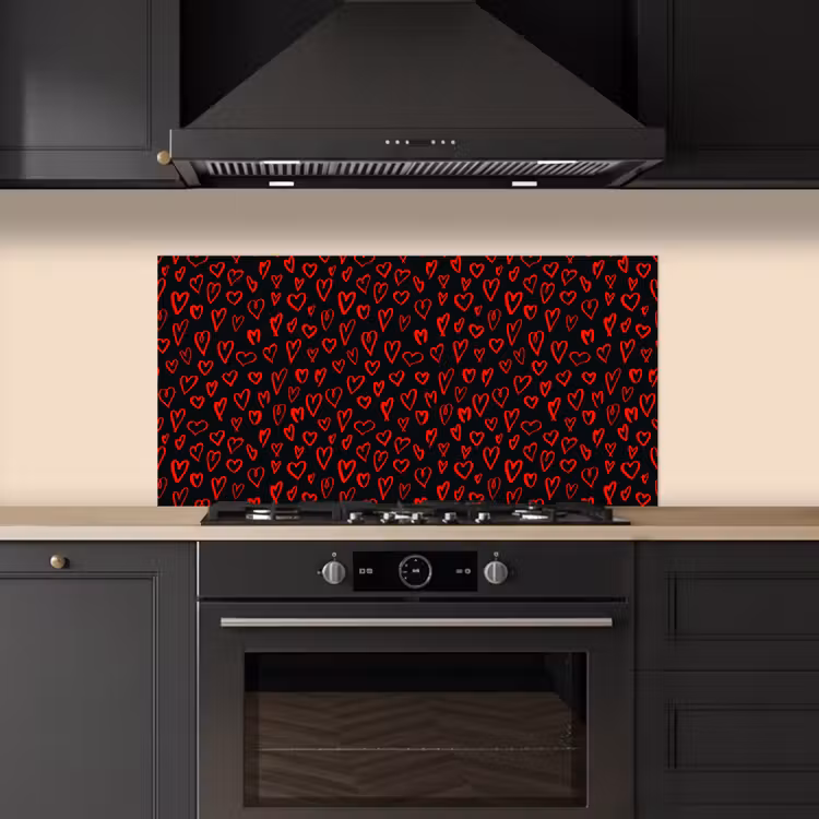 Zwart - Harten - Rood keuken achterwand spatscherm middel 899 -sfeer1