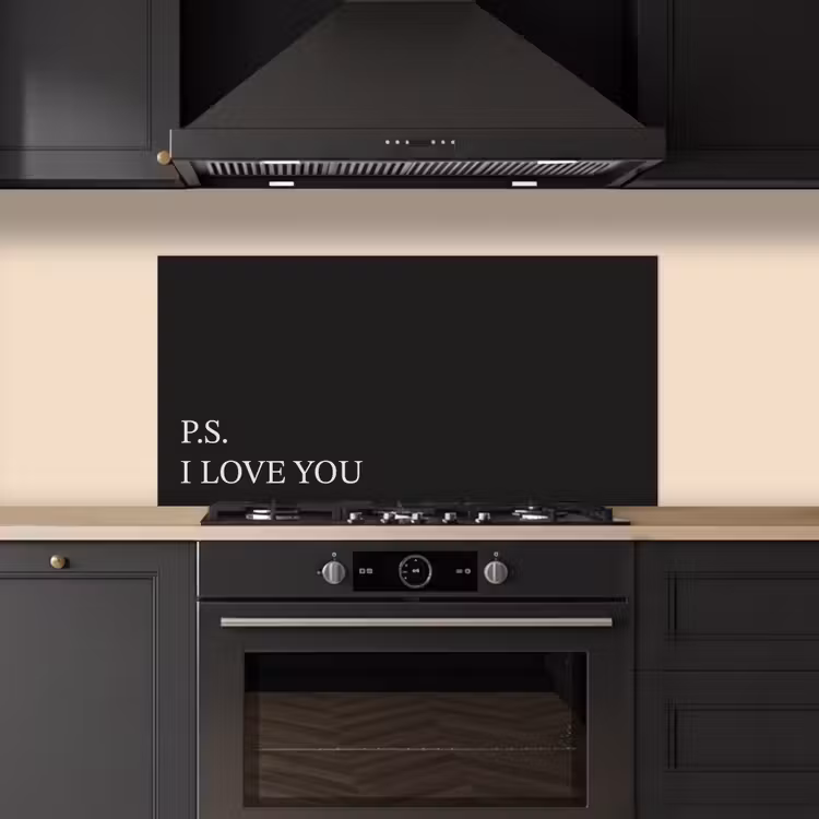 Zwart - Minimalistisch - Valentijn keuken achterwand spatscherm middel -sfeer1