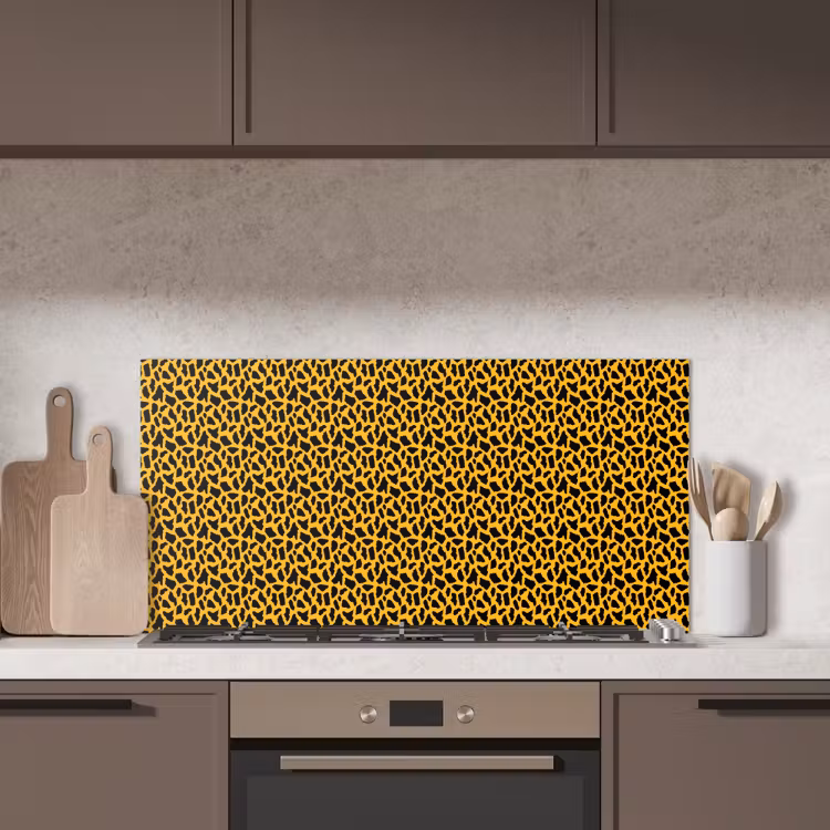 Zwart - Vlekken - Oranje - Dier keuken achterwand spatscherm middel 899 -sfeer2