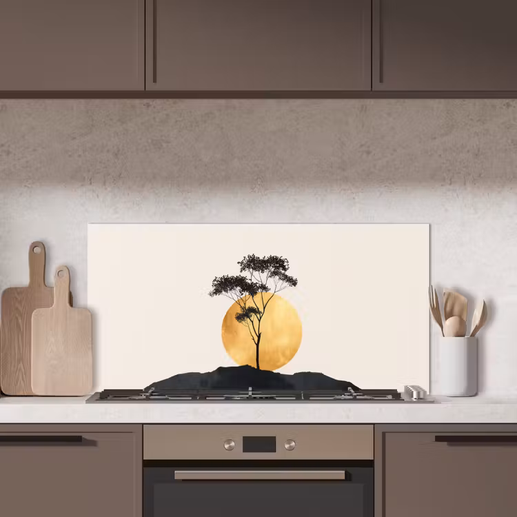 Zwarte boom - Gouden cirkel - Heuvel keuken achterwand spatscherm middel -sfeer2