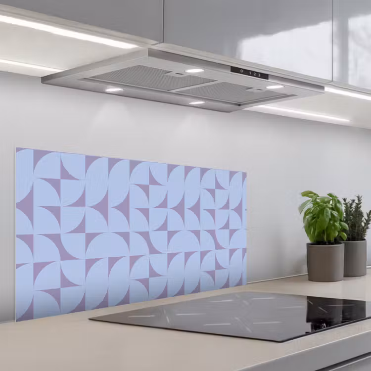 Blokken - Blauw - Paars - Patroon keuken achterwand spatscherm middel 899 -3d_schuin