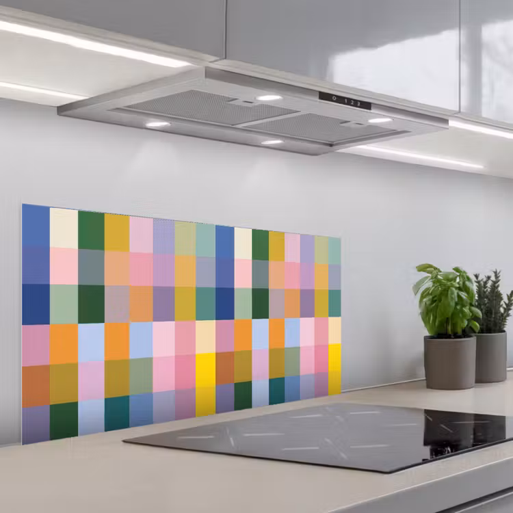 Blokken - Vierkant - Patroon - Gekleurd keuken achterwand spatscherm middel -3d_schuin