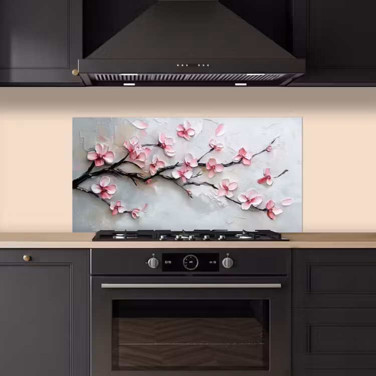 Bloesem - Kunstzinnig - Roze - Sakura keuken achterwand spatscherm middel -sfeer1