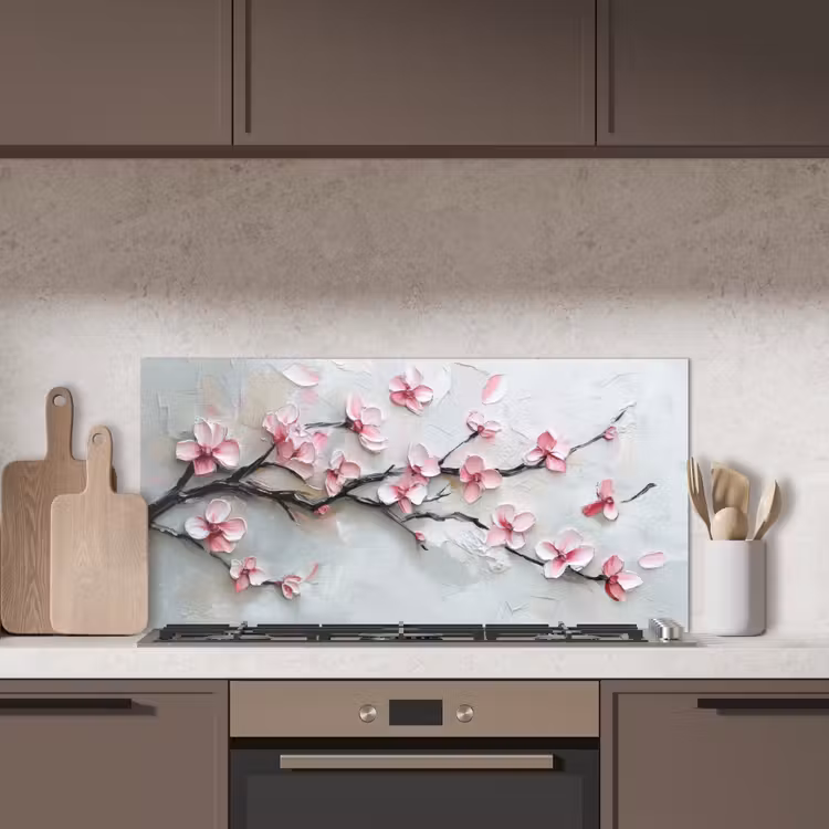 Bloesem - Kunstzinnig - Roze - Sakura keuken achterwand spatscherm middel -sfeer2