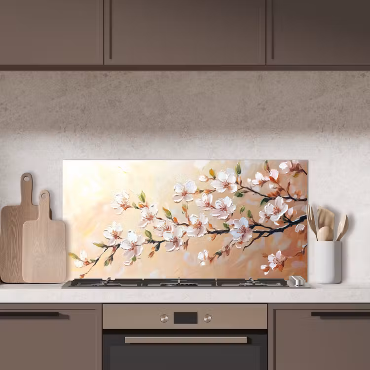 Bloesemtakken - Schilderachtig - Roze keuken achterwand spatscherm middel -sfeer2