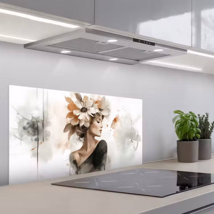 Bloesem - Portret - Gezicht keuken achterwand spatscherm middel -3d_schuin