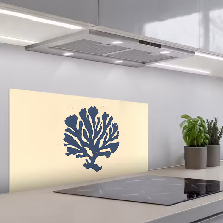 Blauw koraal - Vertakkingen - Beige keuken achterwand spatscherm middel -3d_schuin