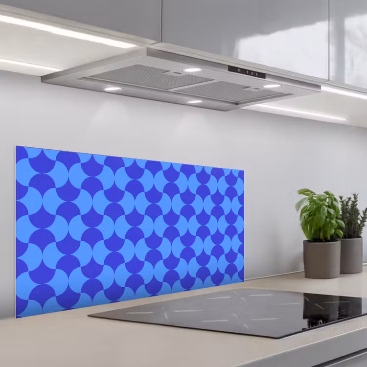 Blauw - Maanvlakken - Patroon keuken achterwand spatscherm middel 899 -3d_schuin