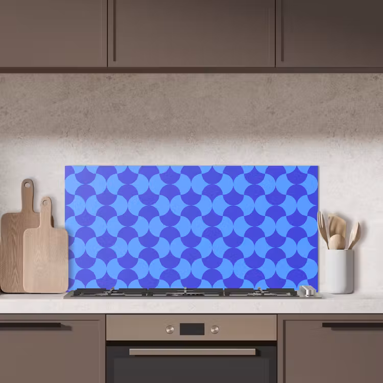 Blauw - Maanvlakken - Patroon keuken achterwand spatscherm middel 899 -sfeer2