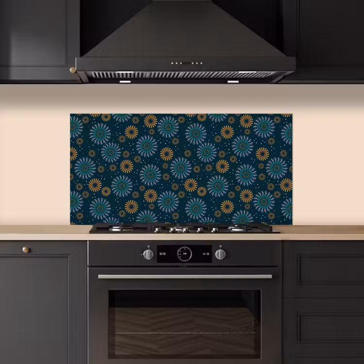 Blauw - Patroon - Retro keuken achterwand spatscherm middel 899 -sfeer1