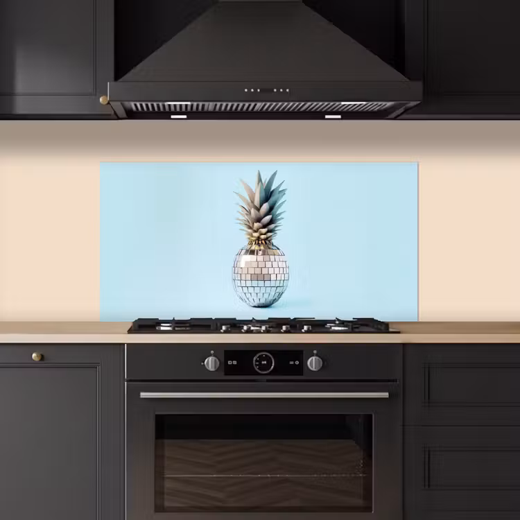 Blauw - Ananas - Disco - Discobal keuken achterwand spatscherm middel -sfeer1