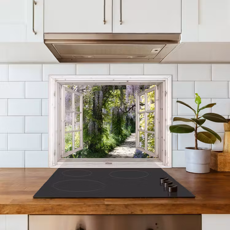 Blauwe regen - Bloemen - Doorkijk - Boom - Lente keuken achterwand spatscherm middel -sfeer2