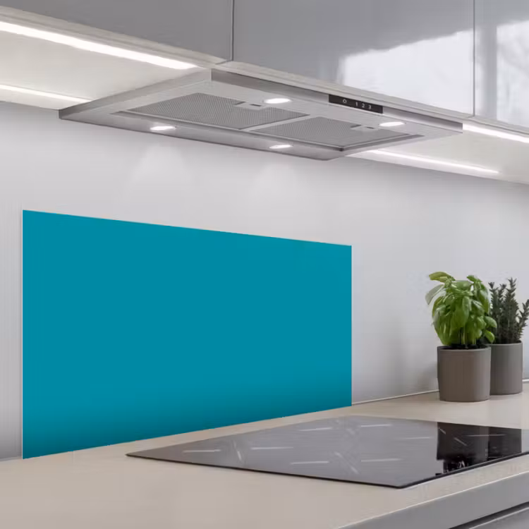 Blauw - Effen kleur keuken achterwand spatscherm middel 899 -3d_schuin
