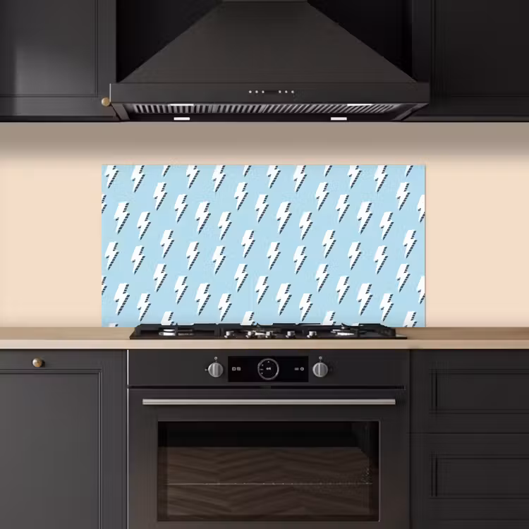 Blauw - Wit - Patroon - Bliksem keuken achterwand spatscherm middel 899 -sfeer1