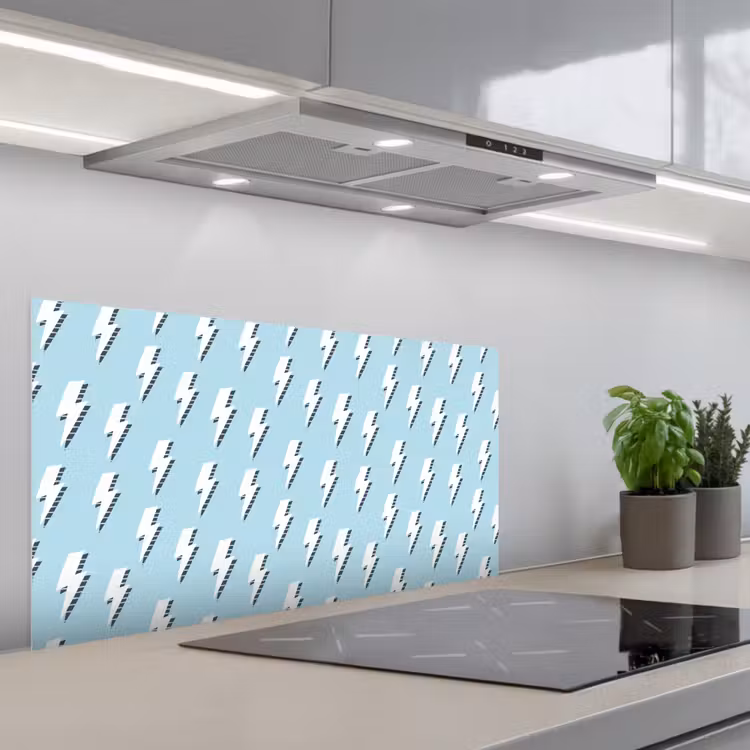 Blauw - Wit - Patroon - Bliksem keuken achterwand spatscherm middel 899 -3d_schuin