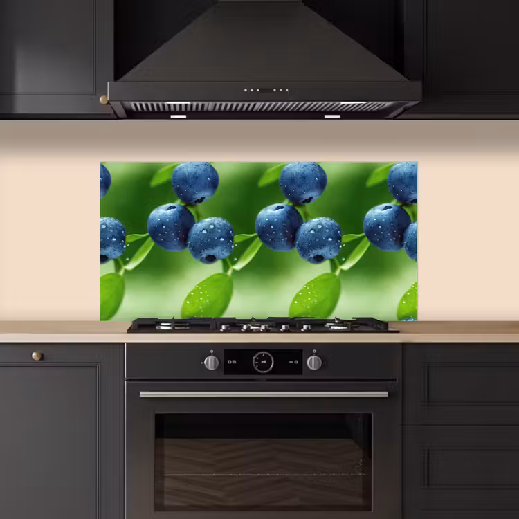 Bosbessen - Paars - Bladeren - Groen keuken achterwand spatscherm middel 899 -sfeer1