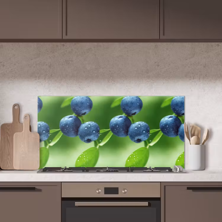 Bosbessen - Paars - Bladeren - Groen keuken achterwand spatscherm middel 899 -sfeer2