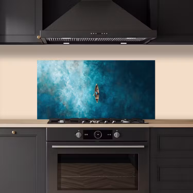 Bootje - Water - Blauw keuken achterwand spatscherm middel -sfeer1