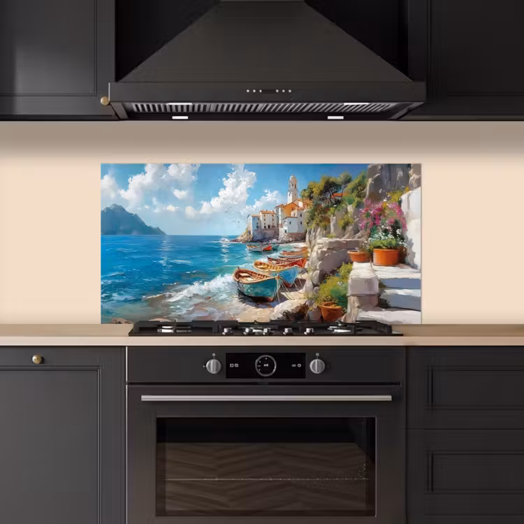 Boten - Rotsen - Zee - Zon keuken achterwand spatscherm middel -sfeer1