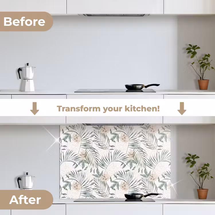 Bohemian - Bloemen - Bladeren - Jungle - Tropical keuken achterwand spatscherm middel -voor_na_EN