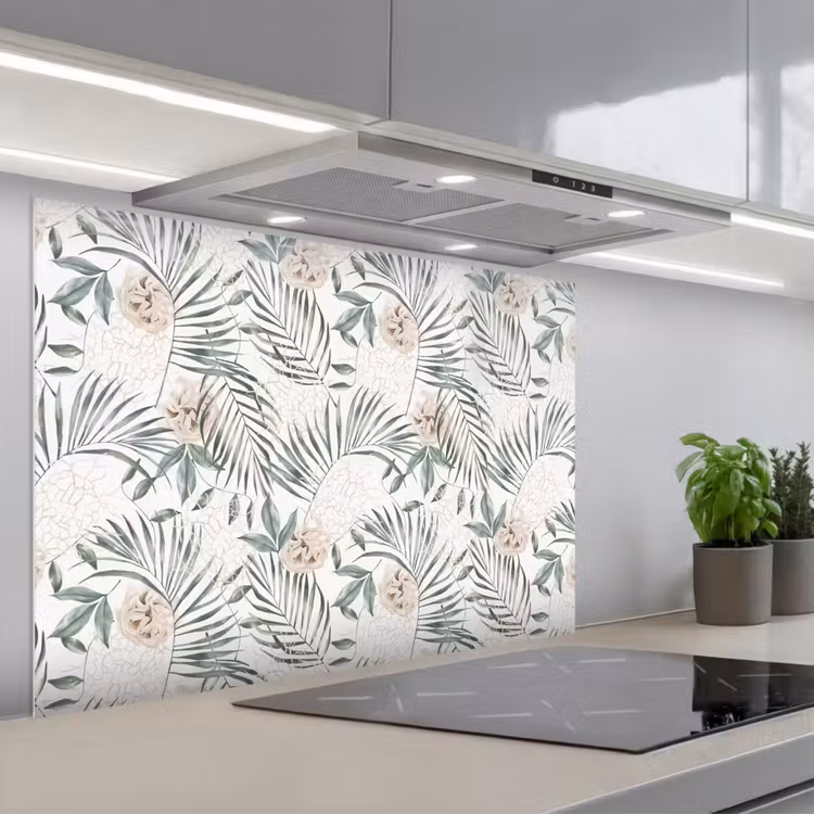 Bohemian - Bloemen - Bladeren - Jungle - Tropical keuken achterwand spatscherm middel -3d_schuin