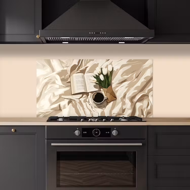 Boek - Illustratie - Tulpen - Koffie keuken achterwand spatscherm middel -sfeer1