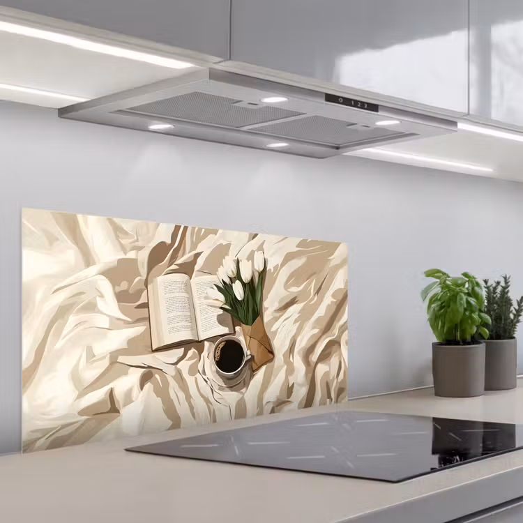 Boek - Illustratie - Tulpen - Koffie keuken achterwand spatscherm middel -3d_schuin