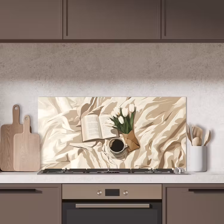 Boek - Illustratie - Tulpen - Koffie keuken achterwand spatscherm middel -sfeer2