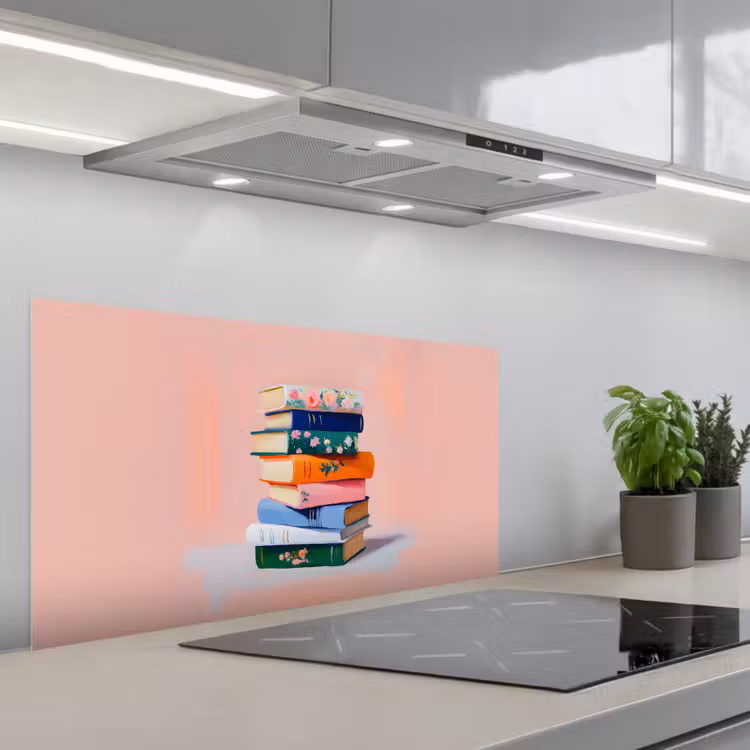 Boeken - Stapel - Kleurrijk keuken achterwand spatscherm middel -3d_schuin