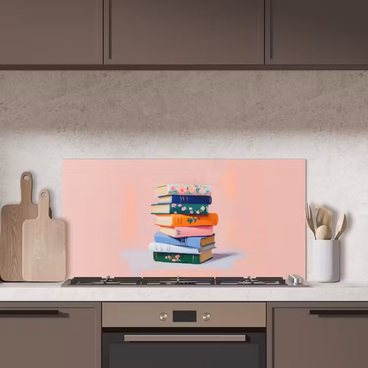 Boeken - Stapel - Kleurrijk keuken achterwand spatscherm middel -sfeer2