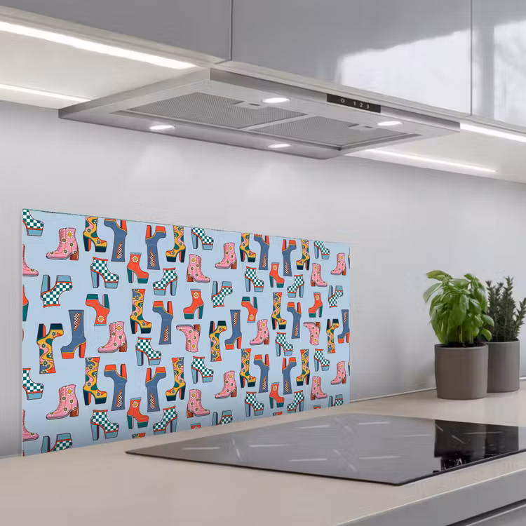 Laarzen - Patroon - Disco keuken achterwand spatscherm middel 899 -3d_schuin