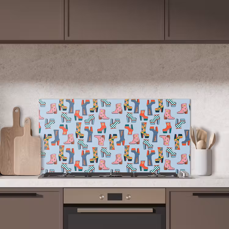 Laarzen - Patroon - Disco keuken achterwand spatscherm middel 899 -sfeer2