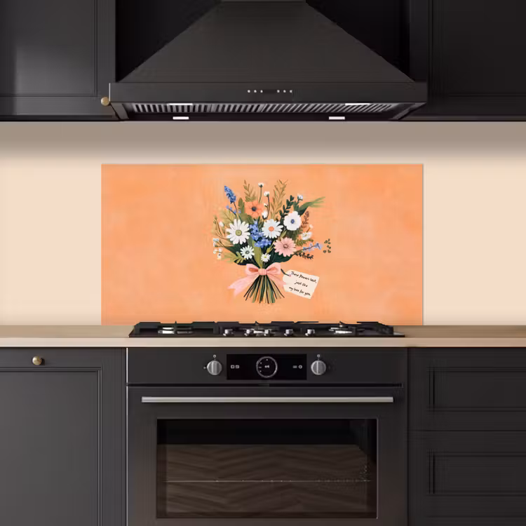 Boeket - Strikje - Quote keuken achterwand spatscherm middel -sfeer1