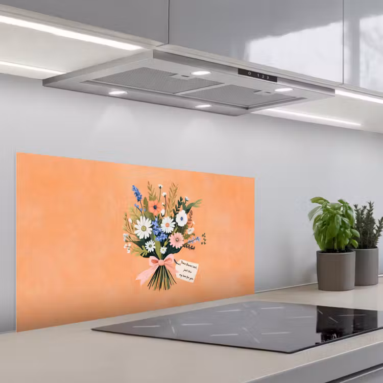 Boeket - Strikje - Quote keuken achterwand spatscherm middel -3d_schuin
