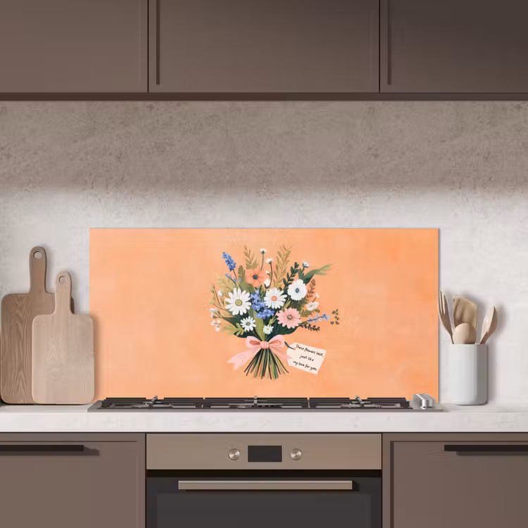 Boeket - Strikje - Quote keuken achterwand spatscherm middel -sfeer2