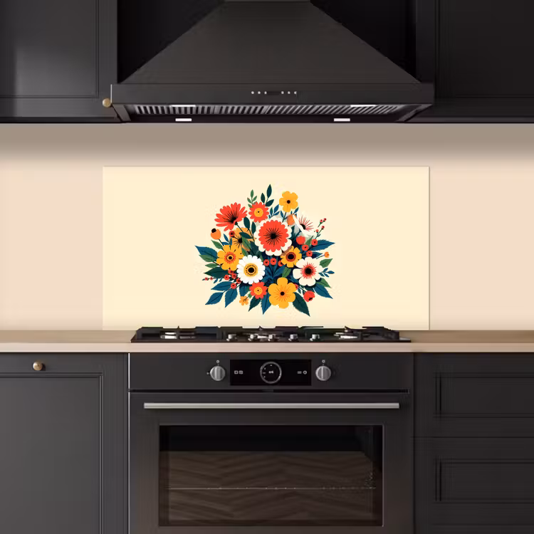 Boeket - Bladeren - Illustratie - Kleurrijk keuken achterwand spatscherm middel -sfeer1