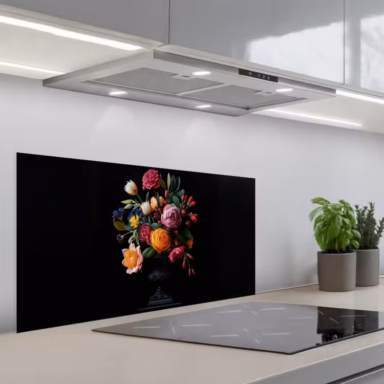 Boeket - Romantisch - Kleurrijk keuken achterwand spatscherm middel -3d_schuin