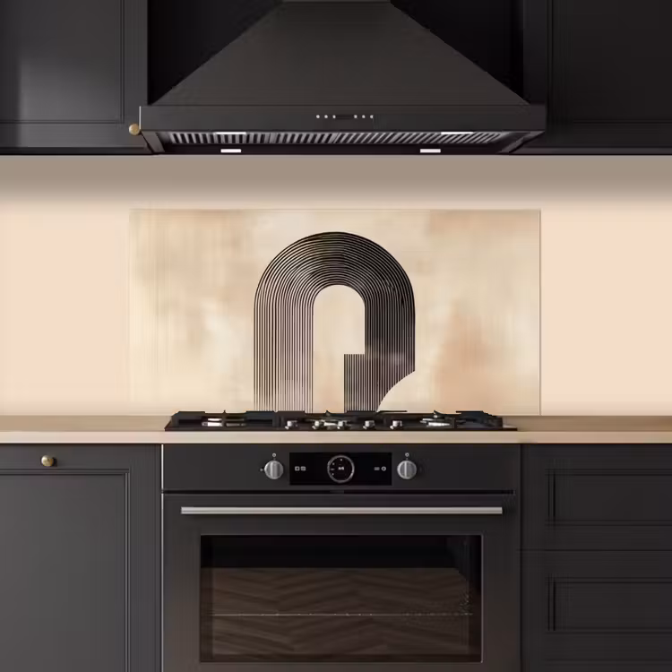 Boog - Strepen - Minimalistisch - Zwart keuken achterwand spatscherm middel -sfeer1