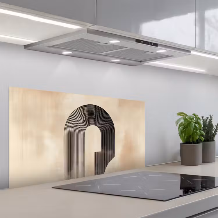 Boog - Strepen - Minimalistisch - Zwart keuken achterwand spatscherm middel -3d_schuin