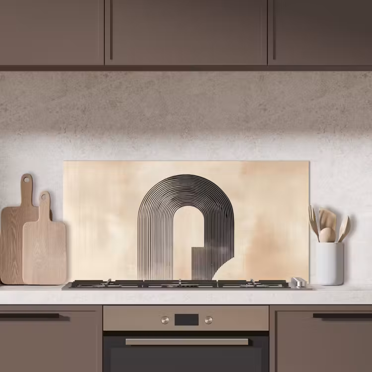 Boog - Strepen - Minimalistisch - Zwart keuken achterwand spatscherm middel -sfeer2