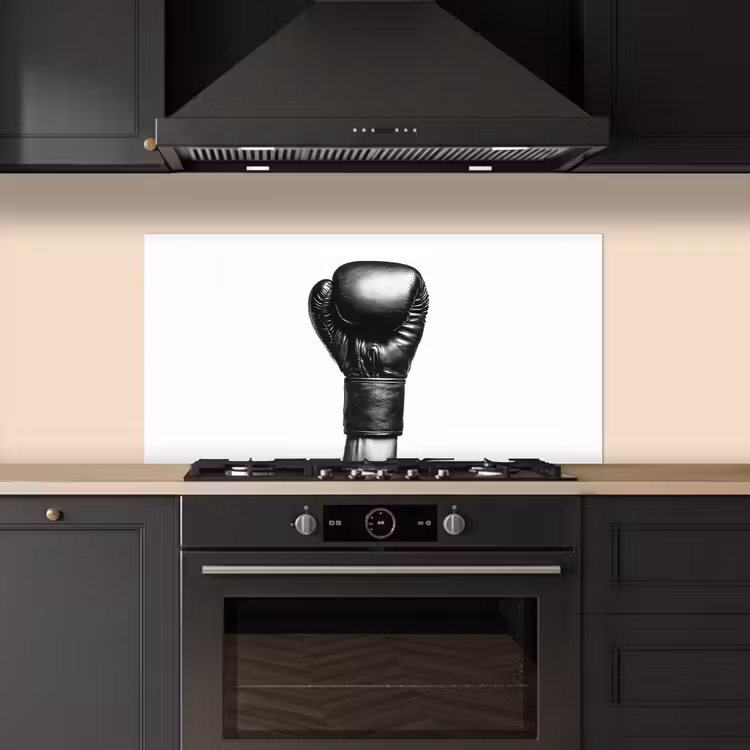 Bokshandschoen - Zwart - Hand keuken achterwand spatscherm middel -sfeer1