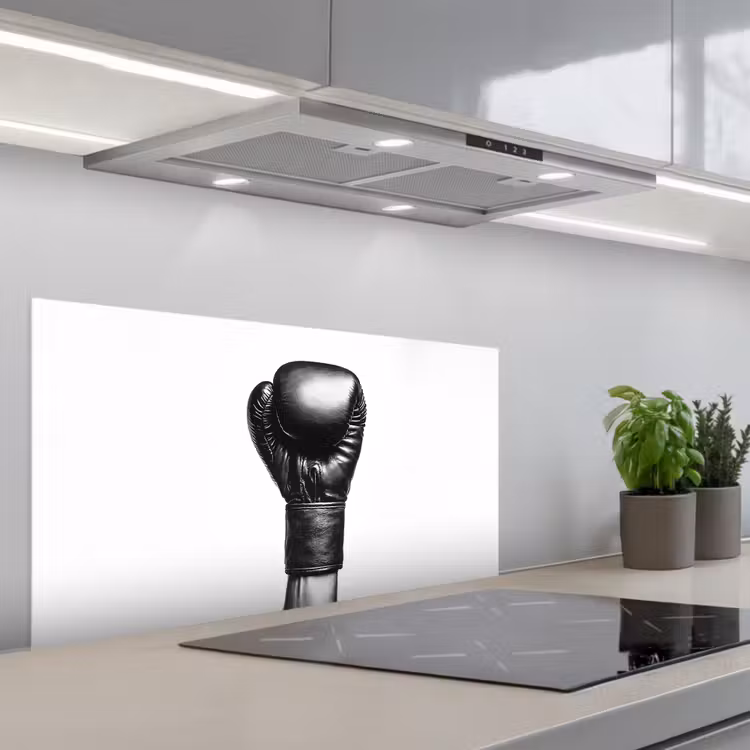 Bokshandschoen - Zwart - Hand keuken achterwand spatscherm middel -3d_schuin