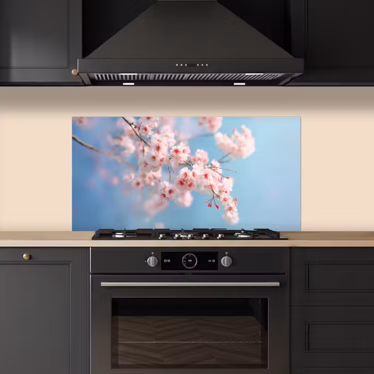 Takken - Bloesems - Roze keuken achterwand spatscherm middel -sfeer1